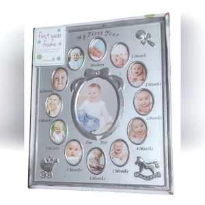 Tiny Ideas Baby's First Year Picture Frame, First Year by Month, Silver